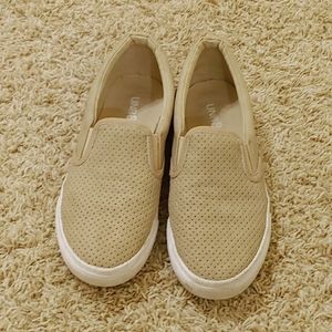 Tan slip-ons